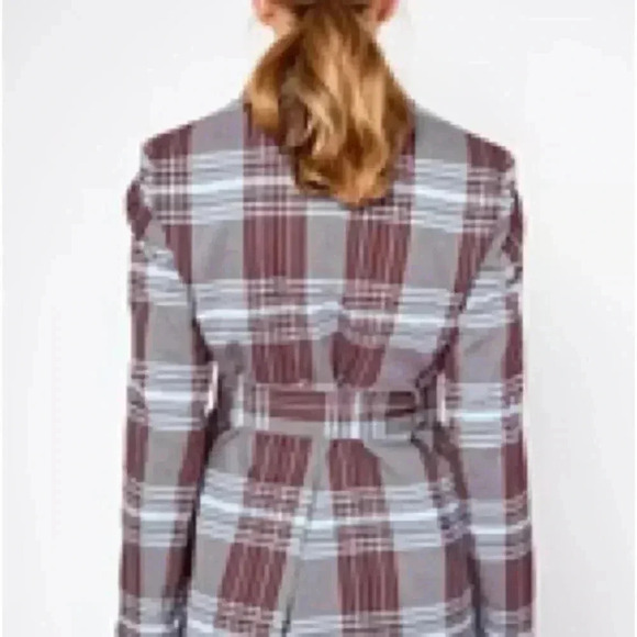Mirla Beane Wolf & Badger British Oversize belted check jacket 14 NWOT - Picture 3 of 8